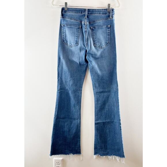 Just Black Denim Mid Rise Fall Flare Raw Hem Jeans Medium Wash Blue 27 - Picture 7 of 10